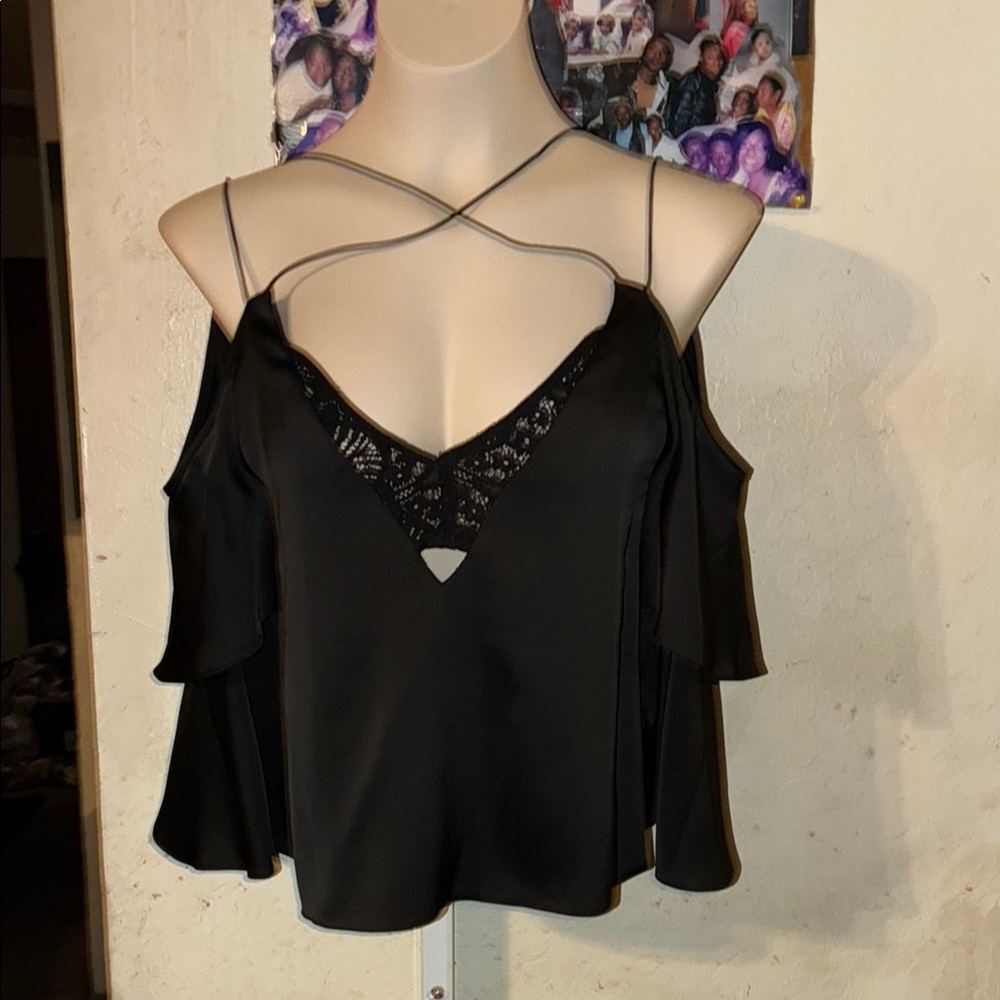 💥Topshop Black Cold Shoulder Blouse